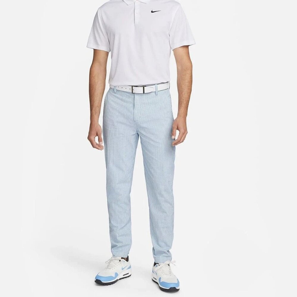 Nike Blue White Striped Seersucker Dri-FIT Golf Pants 32x29